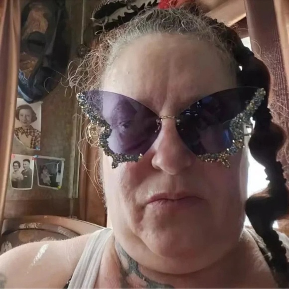 Butterfly Navy Blue Crystal Sunglasses - Picture 8 of 14